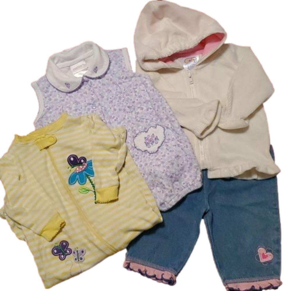 Bundle of 4 Infant 3-6 month clothes Carter's, Baby Connection and Faded Glory